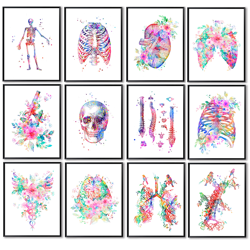 Medical Lab Posters - Poster Anatomico Medico con Organi Floreali,